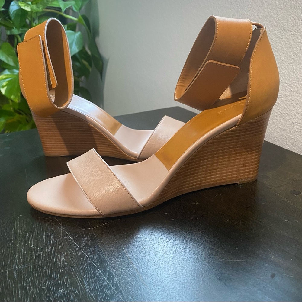 Chloe two tone leather wedge sandal